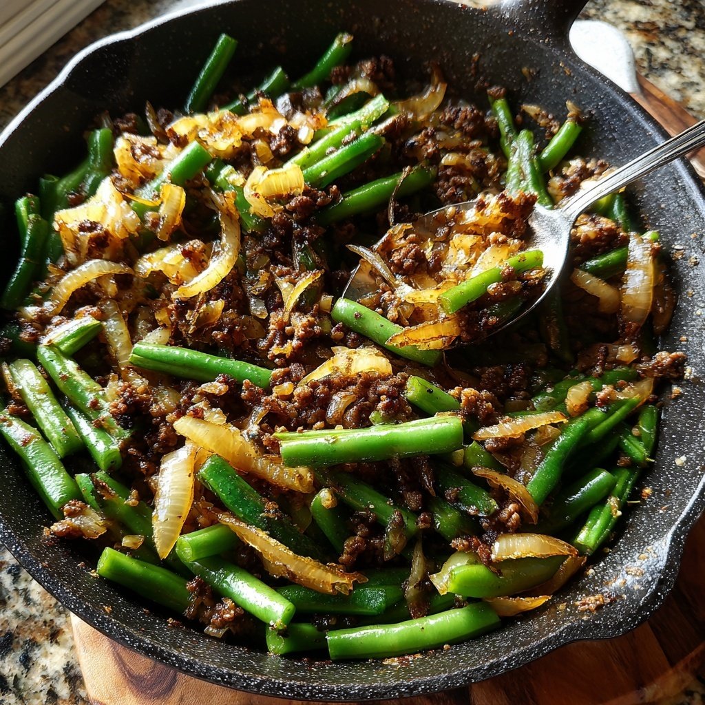 Ground Beef And Green Bean Skillet