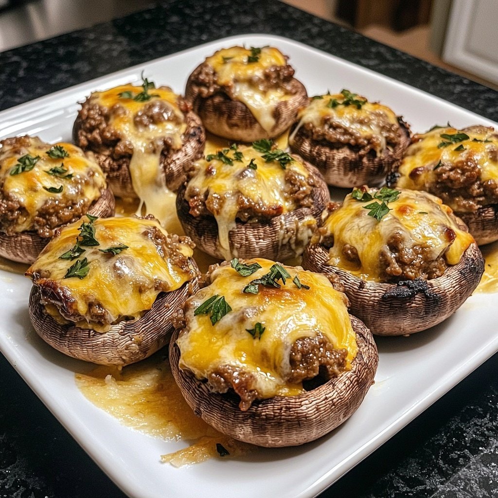 Ground Beef Stuffed Mushrooms