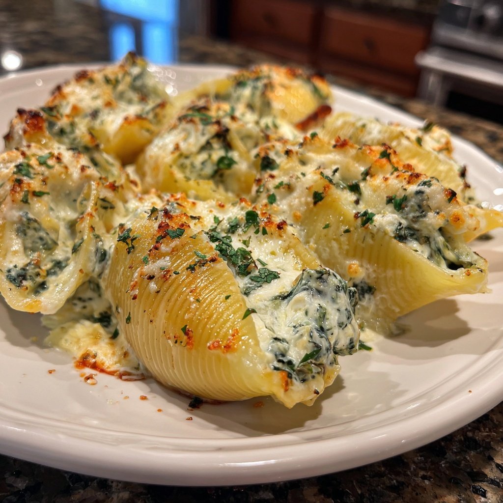 Creamy Spinach And Ricotta Stuffed Shells