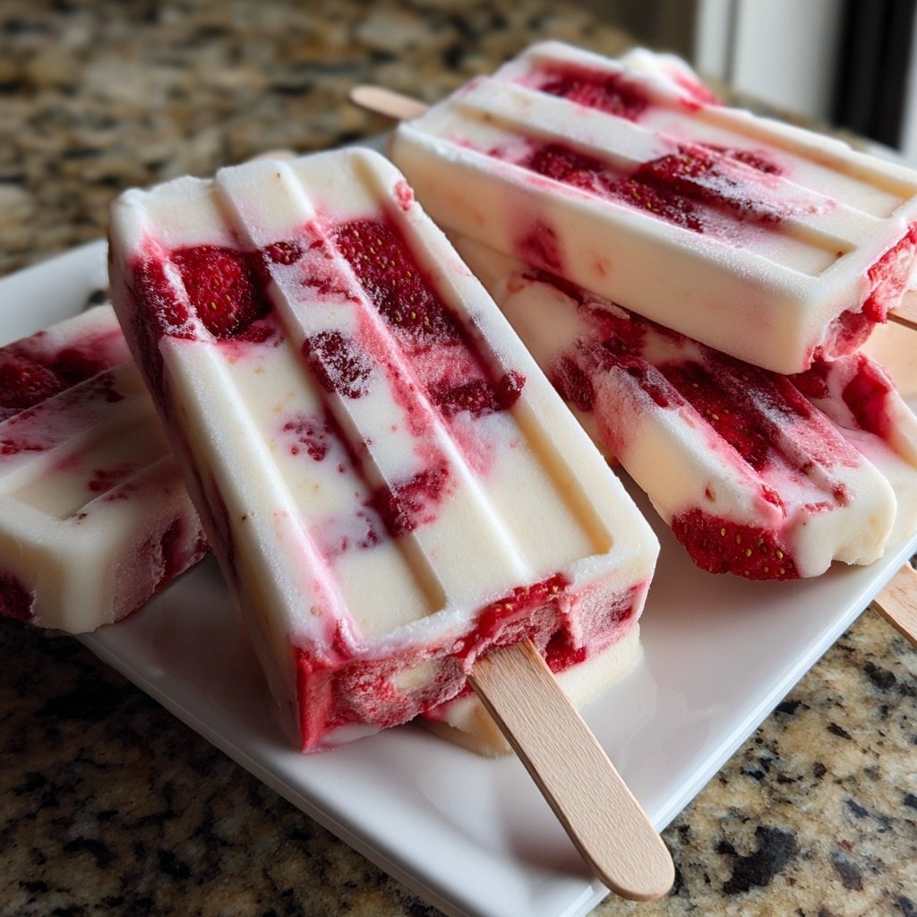 Strawberry Yogurt Breakfast Popsicles