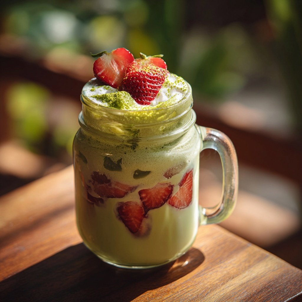 Iced Matcha Strawberry Latte