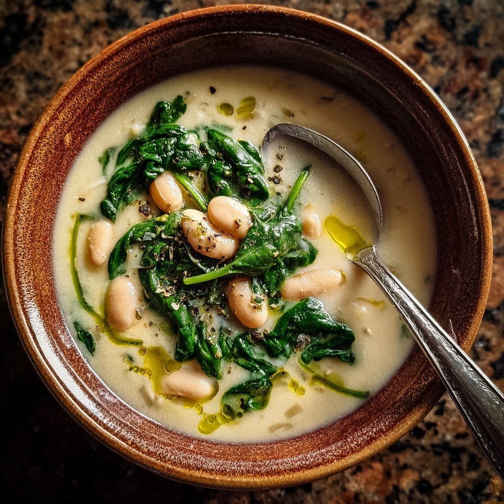 Creamy White Bean Soup With Spinach